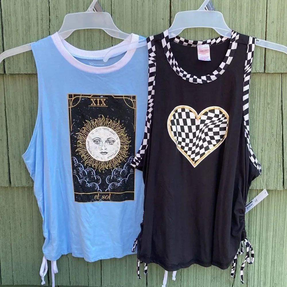 Women's Juniors Graphic Tank Comfy Soft Tops 2-Pack Size XXXL